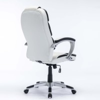Chaise de travail ergonomique réglable à roulettes pour bureau, chaise de direction en cuir PVC blanc, bureau de luxe