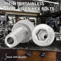 Vis à tête hexagonale creuse M4-M16 en acier inoxydable 304, norme DIN, finition brute, longueur 12 mm, avec trou traversant