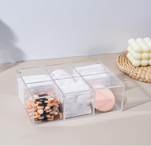 6 sezione trasparente acrilico <span class=keywords><strong>porta</strong></span> <span class=keywords><strong>Capsule</strong></span> 7.6X5.1X2.6 pollici acrilico cassetto organizzatore scrivania cubo contenitori 6 scatole di stoccaggio - Product Image 5