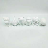 Décor moderne à la maison Mini Figurines en biscuit bricolage mignon peint à la main non peint plâtre Animal 3D Statue ensemble