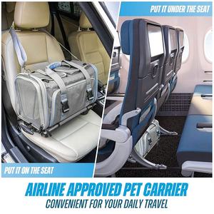 Sac de transport pour animaux de compagnie avec roues approuvé par les compagnies aériennes, pliable et détachable, chariot de transport pour animaux de compagnie avec roues - Product Image 5