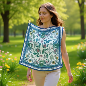 Foulard quadrato piccolo con motivo floreale 70x70 cm per donna, accessorio moda - Product Image 2