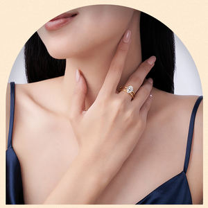 Anillo de compromiso de boda de moissanita de plata de ley S925 con diseño entrelazado de corte ovalado, anillo de promesa de uso diario chapado en oro de 18 quilates - Product Image 3