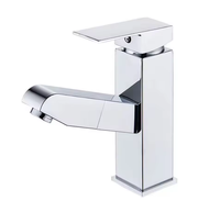 Robinet de salle de bain moderne en acier inoxydable, extractible, monotrou, avec capteur sans contact, pour eau chaude et froide, mitigeur à poignée unique et valve en céramique