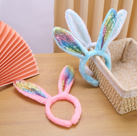 Bandeau oreilles de lapin à paillettes pour filles femmes fête d'anniversaire de Pâques bandeaux de cheveux en peluche lapin faveurs d'Halloween de Noël