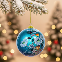 Boule de Noël en verre peinte à la main, boule de décoration de Noël peinte à la main avec un arbre de Noël peint à l'intérieur