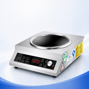 Cocina de Inducción Comercial Cóncava de 3500W, Estufa Eléctrica Wok de Acero Inoxidable para Encimera con Control Giratorio - Product Image 1