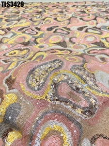 Châu Âu Thời Trang Thanh Lịch Thêu Sequins <span class=keywords><strong>Net</strong></span> Ren Vải Đầy Màu Sắc Buổi Tối Ăn Mặc Với Đính Cườm Sequins Sexy Phong Cách - Product Image 2