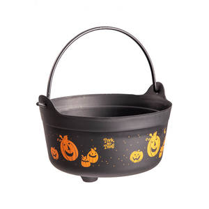MACETA DE HALLOWEEN DE PLÁSTICO NEGRO CON DECORACIONES, DIAM. 24 cm - Product Image 1