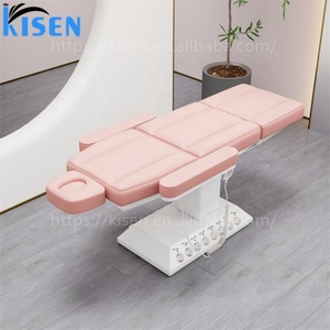 Kisen Newest White Leather Gold Square Base Beauty Salon Eyelash Bed 3/4 Motors <b>Electric</b> Spa Equipment Massage Beauty Bed - Product Image 4