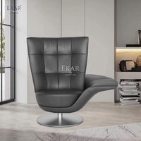 Fauteuil pivotant en cuir moderne avec dossier rembourré pour un repos confortable