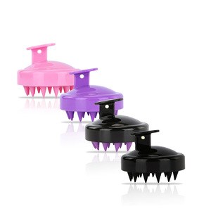 Cepillo de masaje para el cuero cabelludo, cerdas suaves de silicona para el cuidado del cabello y la relajación, negro, morado, rosa - Product Image 1