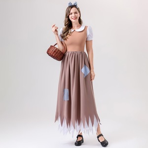 Robe de cosplay de demoiselle d'honneur pour femmes adultes avec bandeau, ensemble de costumes pour fête d'Halloween, marron, taille moyenne - Product Image 2