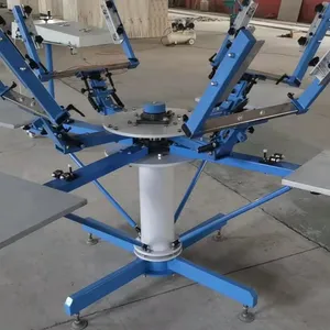 Manual 4 color/4 station t shirts carousel screen printing press with side clamps/ micro registration HS-440G