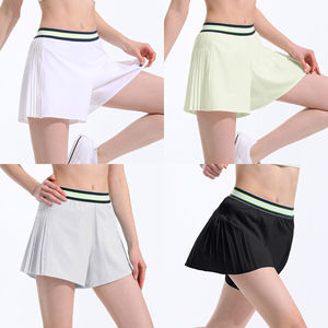 高品质女性夏季户外网球短裤裙子高尔夫扒手高腰二合一带口袋跑步短裤 - Product Image 3
