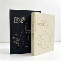 Boîte décorative vide en faux lin avec fermeture magnétique, motif lignes dorées, taille personnalisée, pour rangement et support de livres de table basse