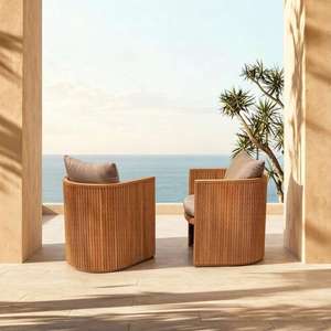 <b>Outdoor</b> Teak Dining <b>Table</b> and Chair Set Environmentally Friendly Solid Wood Furniture Suitable for Hotel Villa Courtyard Garden - Product Image 2