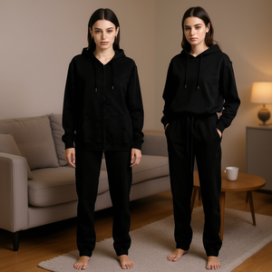 Tuta Sportiva HDJ 2 Pezzi Classica Nera M/L XL/2XL, Felpa con Cappuccio e Zip, Pantaloni Casual da Donna, Abbigliamento Sportivo - Product Image 2