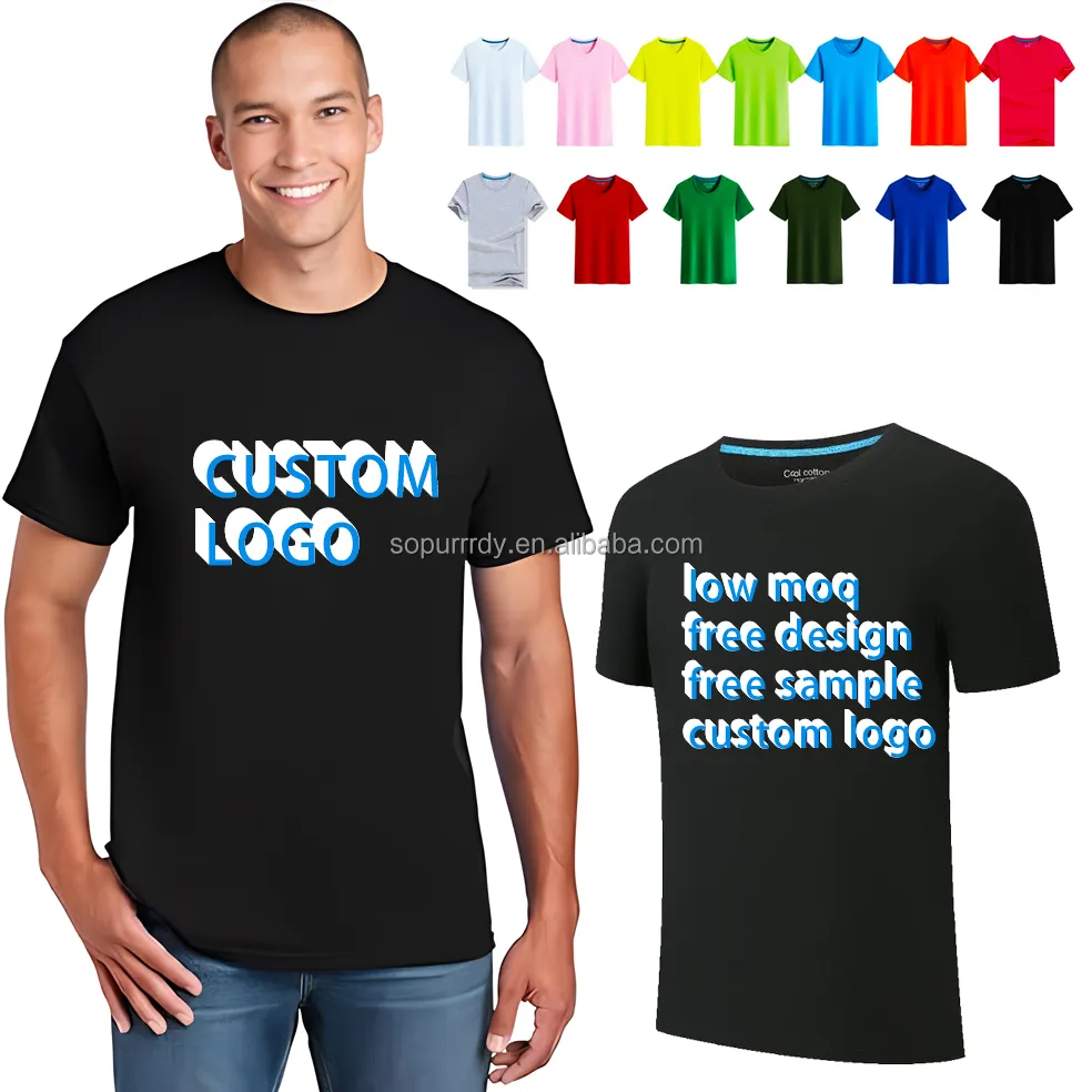 200 Gramm individuelles Logo T-Shirts 100 % Baumwolle einfarbig schlicht Damen-Herr-T-Shirts Übergröße T-Shirts Herren individueller Logodruck