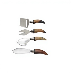 Ensemble de 4 couteaux à fromage, lame en acier inoxydable, manche en résine, style traditionnel occidental, finition polie, durable, pour la cuisine - Product Image 2