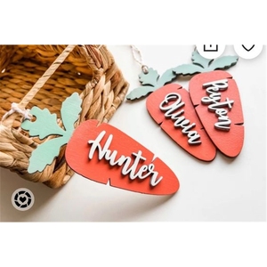 Étiquette de panier de Pâques personnalisée découpée au <span class=keywords><strong>laser</strong></span>, ornement de Pâques, étiquette de carotte 3D, décoration de Pâques, étiquette cadeau - Product Image 3