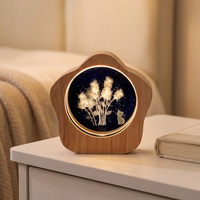 Lampe de nuit LED USB en bois avec cadre étoilé gravé en 3D, cadeau personnalisé en gros