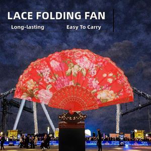 พัดจีนแบบพับได้ลายลูกไม้ ของชำร่วยงานแต่งงาน พัดพลาสติกสำหรับตกแต่งงานพรอม งานฝีมือพลาสติกทำมือ - Product Image 3