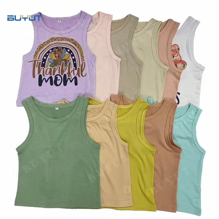 Newest solid colors kid Boy Girl vast Polyester Colors children singlet Sublimation Blanks infant Toddler Youth Tank Top
