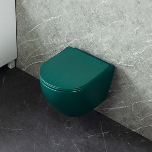 WC suspendu en céramique de style moderne avec réservoir encastré, siphon en P, chasse d'eau à débit rapide, sans bride, pour salle de bain - Product Image 3