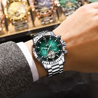 Poedagar 1418 Luxus Herren Mechanische Uhr Datum Wasserdichte Armbanduhr Skelettierte Leuchtende Edelstahl Automatikuhr für Männer