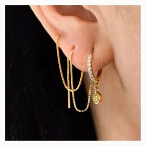 Pendientes de Aro Xinfly de Lujo en Oro Amarillo de 18K con Diamantes Naturales, Joyería Elegante y Moderna para Damas - Product Image 1
