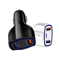 Vente chaude LED Double Port Portable QC3.0 Rapide 2 Port Chargeur USB PD Chargeur De Voiture Charge Rapide Voiture Téléphone Adaptateur pour iPhone