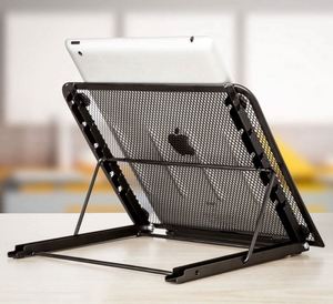 Hot Deals Easy Carry Anti Slip Portable Laptop Stand <b>Foldable</b> Holder Adjustable Height Metal Mesh Laptop Stand - Product Image 3