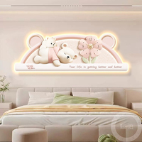 Tableau décoratif tête de lit Ours de dessin animé avec horloge LED, lampe murale d'ambiance pour canapé, style Art Déco, tableau mural suspendu pour chambre à coucher