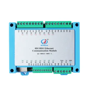 Huaqingjun Modul Relay Komunikasi IO Ethernet 8 Saluran 24VDC RJ45 Modbus Protokol TCP untuk PLC