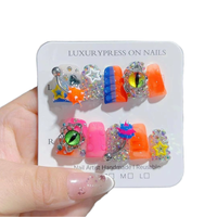 Ensemble de faux ongles en ABS en forme de bec de canard gothique, pointes longues, colle réutilisable, 10 pièces, pour les doigts, fête d'Halloween, utilisation pour les enfants, option de logo personnalisé