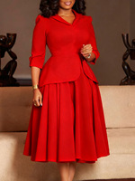 Nouvelle Robe de Soirée Plissée en Chiffon à Manches Courtes, Taille Naturelle, Couleur Unie, Grande Taille, Élégante et Tendance pour Femme