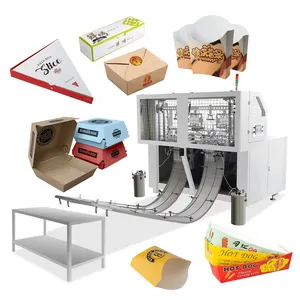 Máquinas para hacer fiambreras con bandeja de frutas y alimentos de papel para llevar, cajas para palomitas de cartón para pizza, máquina formadora de cajas