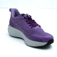 Chaussures de sport violettes de haute qualité pour femmes et hommes, respirantes, en maille, doublure en cuir véritable, lacets, chaussures décontractées pour la marche, tissu, fourrure