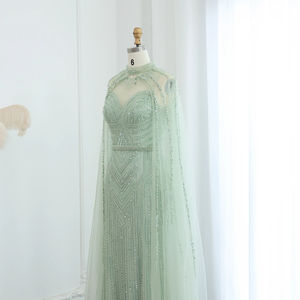 Роскошные вечерние платья Jancember SZ164 с высоким воротом и блестками, расшитые бисером - Product Image 5