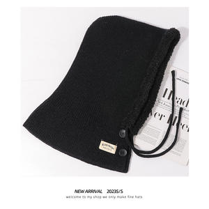 Bonnet chaud en fil de laine pour femmes pull d'hiver bonnet <span class=keywords><strong>tricoté</strong></span> imperméable extérieur col <span class=keywords><strong>Snood</strong></span> silencieux anneau écharpe cagoule chapeau - Product Image 5