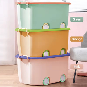 <strong>Large</strong> <strong>Plastic</strong> <strong>Storage</strong> <strong>Containers</strong> Wheels Handles Cute Macaron Color KidsToys <strong>Storage</strong> Boxes Bins Factory Own Design PP Material - Product Image 5