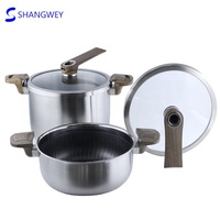 Autocuiseurs en nid d'abeille de haute qualité cuisine triplement en acier inoxydable Induction et cuisinière à gaz électrique marmite