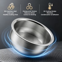 Cuiseur à riz électrique intelligent multi-usages à faible teneur en glucides 1,8 L, cuve intérieure en acier inoxydable 304, tasse doseuse en plastique, fonction maintien au chaud 3D, cuiseur vapeur