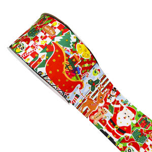 Ruban <span class=keywords><strong>en</strong></span> gros-grain de Noël à motif de dessin animé, largeur 3 pouces, imprimé Bonhomme <span class=keywords><strong>en</strong></span> pain d'épices et Père Noël, pour l'artisanat des fêtes, l'emballage de cadeaux et les nœuds pour cheveux - Product Image 2
