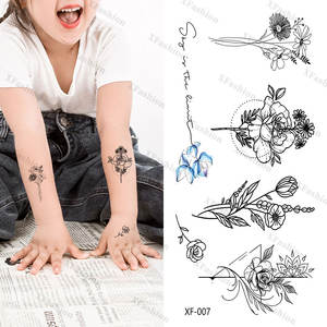 Minuscule petit 8 feuilles amovible adulte tatouages étanche citations inspirantes mots fleur sauvage Floral <span class=keywords><strong>tatouage</strong></span> autocollant - Product Image 4