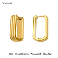 Pendientes de Aro Minimalistas de Acero Inoxidable, Chapados en Oro Real de 18K, Resistentes a la Decoloración, Versátiles, de Lujo Ligero y Alta Gama