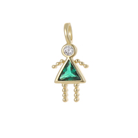 Accessoires de bijouterie : Pendentif fille personnage de dessin animé micro-incrusté de zircon cubique coloré, breloques porte-bonheur 12 pierres de naissance pour la création de bijoux