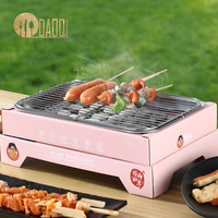 Mini Barbecue Grill Portable en Acier Inoxydable avec Dispositif de Sécurité Anti-Flamme pour Camping et Utilisation en Extérieur, pour Charbon de Bois