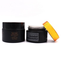 Cosmétique vide 1oz 30g 50g bocaux de crème pour les yeux en verre givré noir avec couvercle à vis en or 100g 2oz 20g 15g 10g 5g